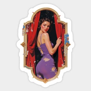 Backstage Vixen Ripped Chic Meets Hollywood Glamour in a Theatrical Retro Illustration Sticker
